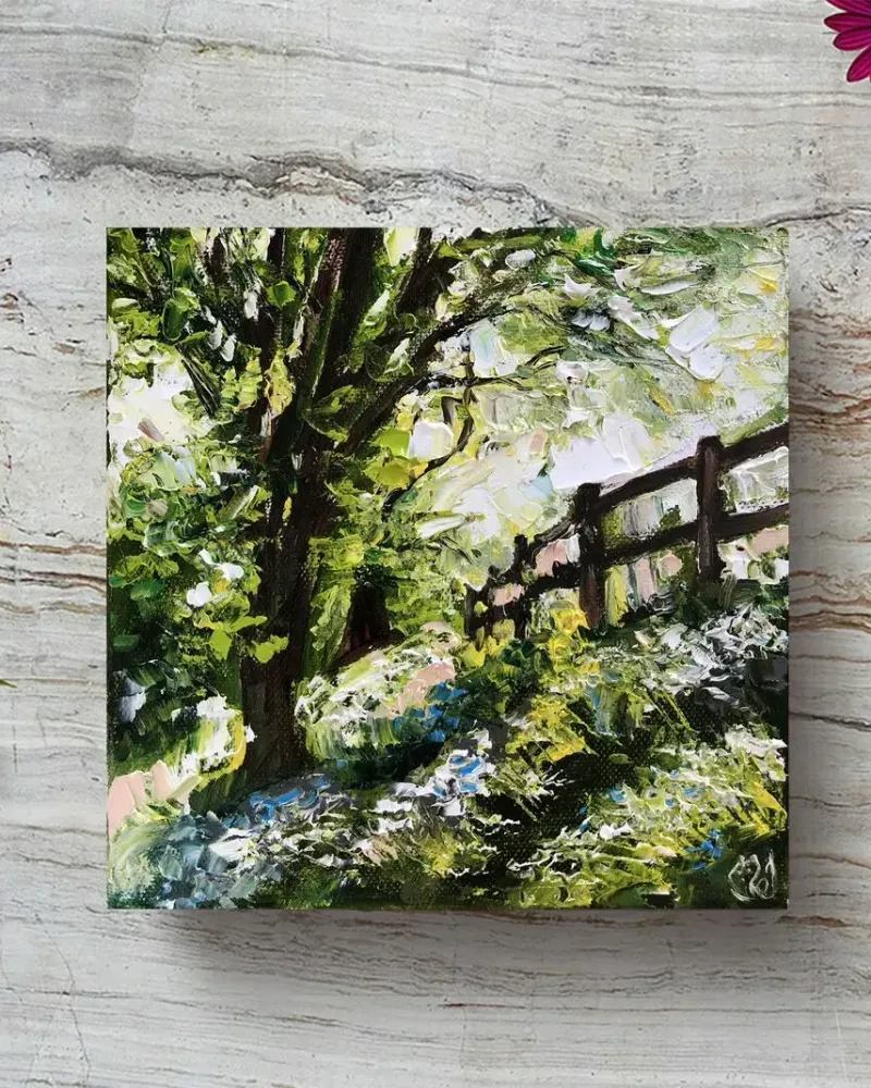 Деревня. Картина маслом 20×20 см — 20×20 см