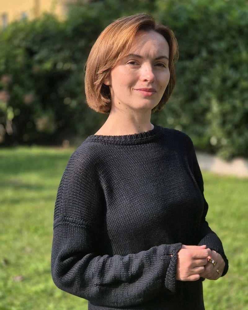 Платье вязаное чёрное стильное с дырками хлопок Элли
