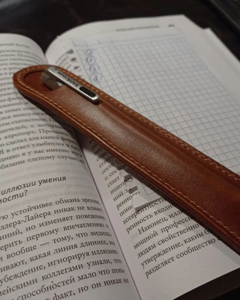 Футляр для ручки или карандаша из натуральной кожи — Коричневый, черный