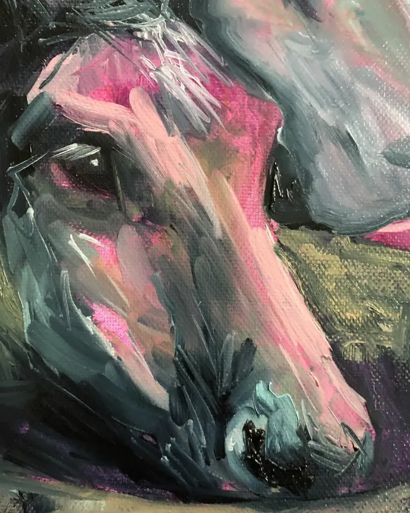 Лошади. Картина маслом 40×40 см — 40×40 см