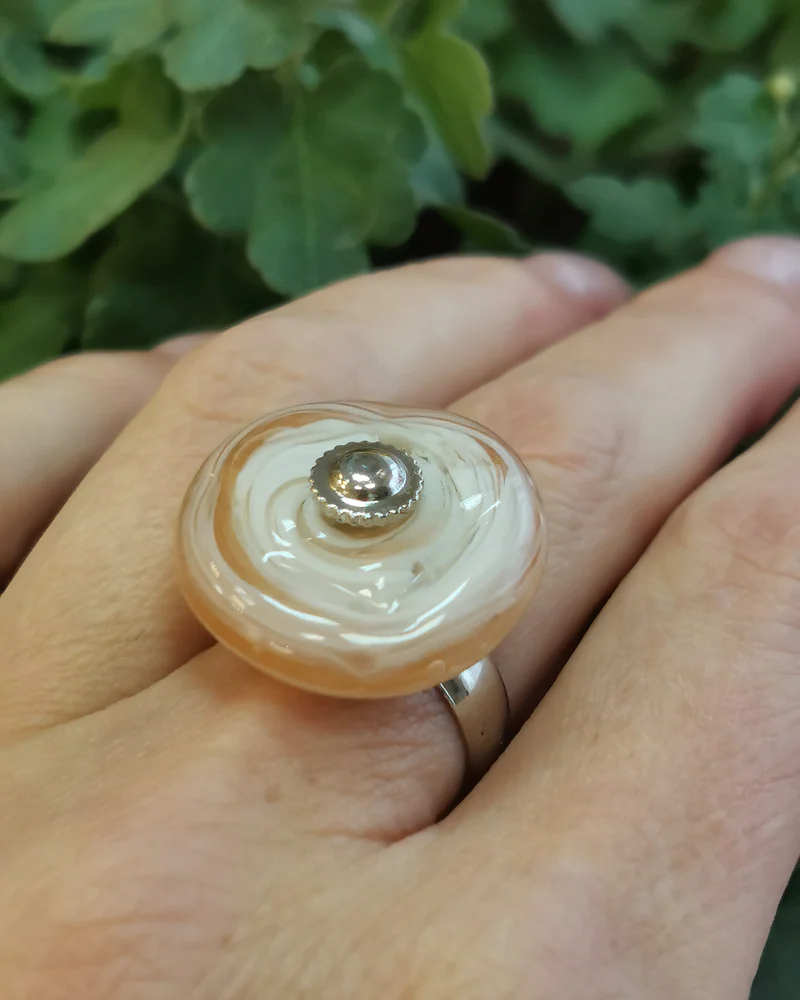 Кольца со сменной бусиной. Лэмпворк — Карамельная бусина