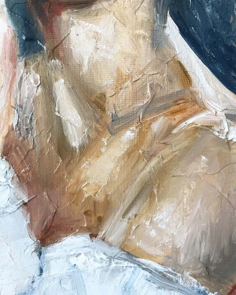 Девушка с помадой. Картина маслом 20×30 см — 20×30 см