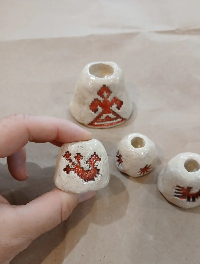Белый подсвечник «Славянский» с травами