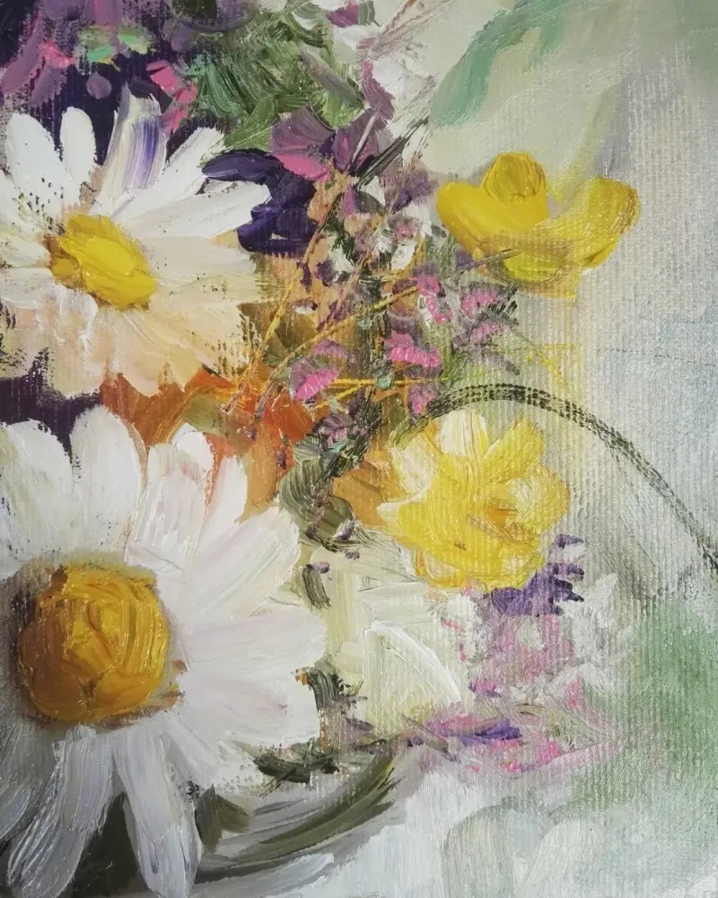 Полевые цветы. Картина маслом 30×50 см — 30×50 см