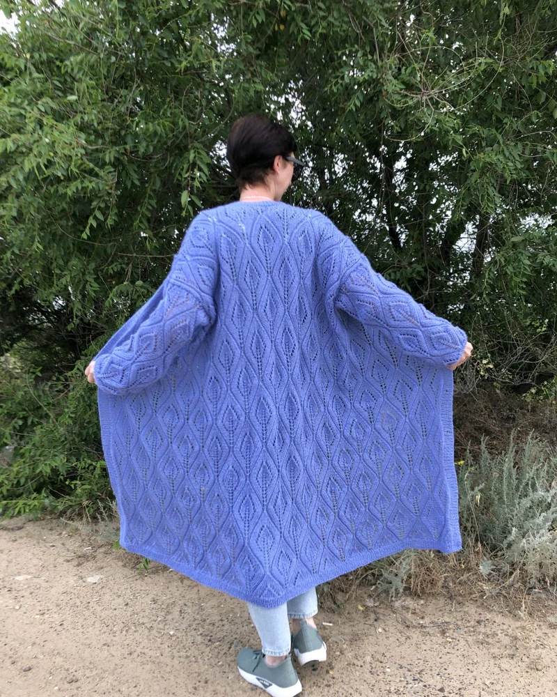 Фиолетовый Женский кардиган — Ажурный кардиган