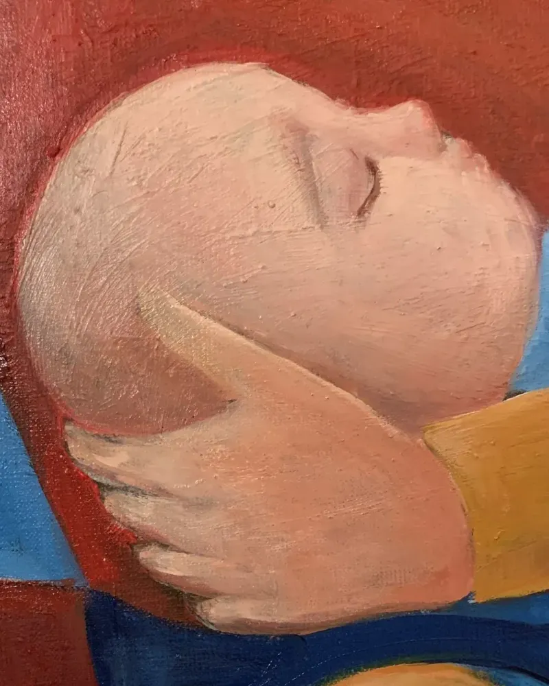 Мама с младенцем. Картина маслом 80×100 см — 80×100 см