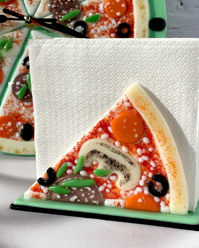 Салфетница из стекла фьюзинг Пицца