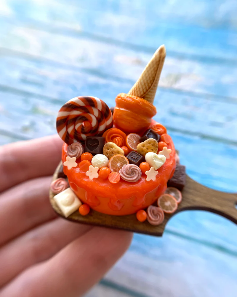 Миниатюрный торт для кукол «Апельсин🍊»