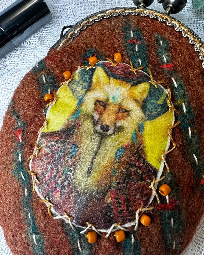 Кошелек с фермуаром. Тотем Лиса. Подарок девушке. Арт л