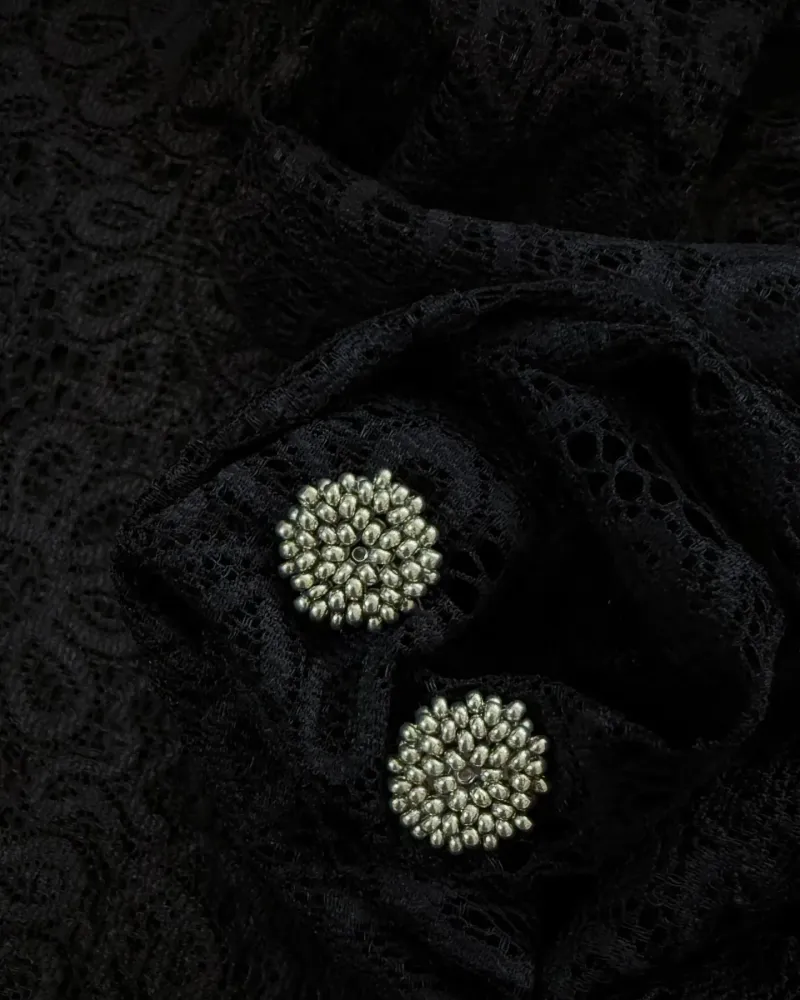 Серые серьги из бисера, круглые