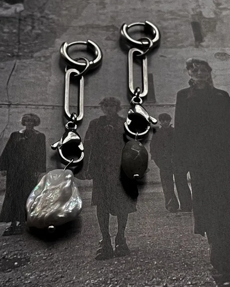 Серьги из жемчуга и лабрадорита