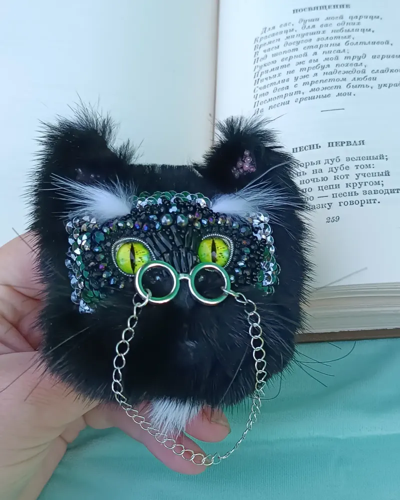 Брошь «Кот учёный»