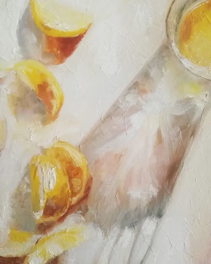 Лимонный натюрморт. Картина маслом 40×40 см — 40×40 см