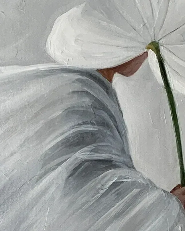 Бело-серая фактурная картина. Картина маслом 80×100 см — 80×100 см