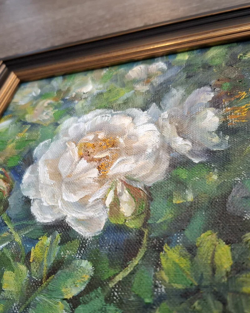 Белый цветок. Картина маслом