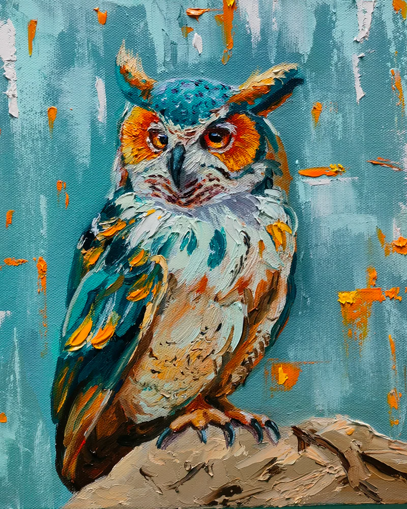 Картина маслом Сова — размер 30*30