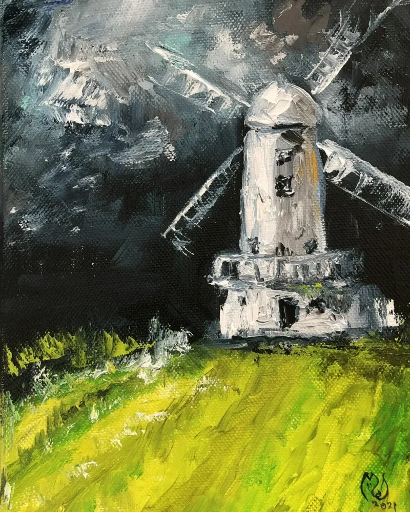 Мельница. Картина маслом 18×24 см — 18×24 см
