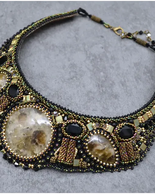 Авторское колье с цитрином и Swarovski