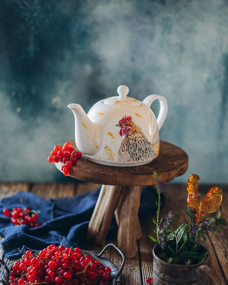 Заварочный чайник «Петух с курицей»