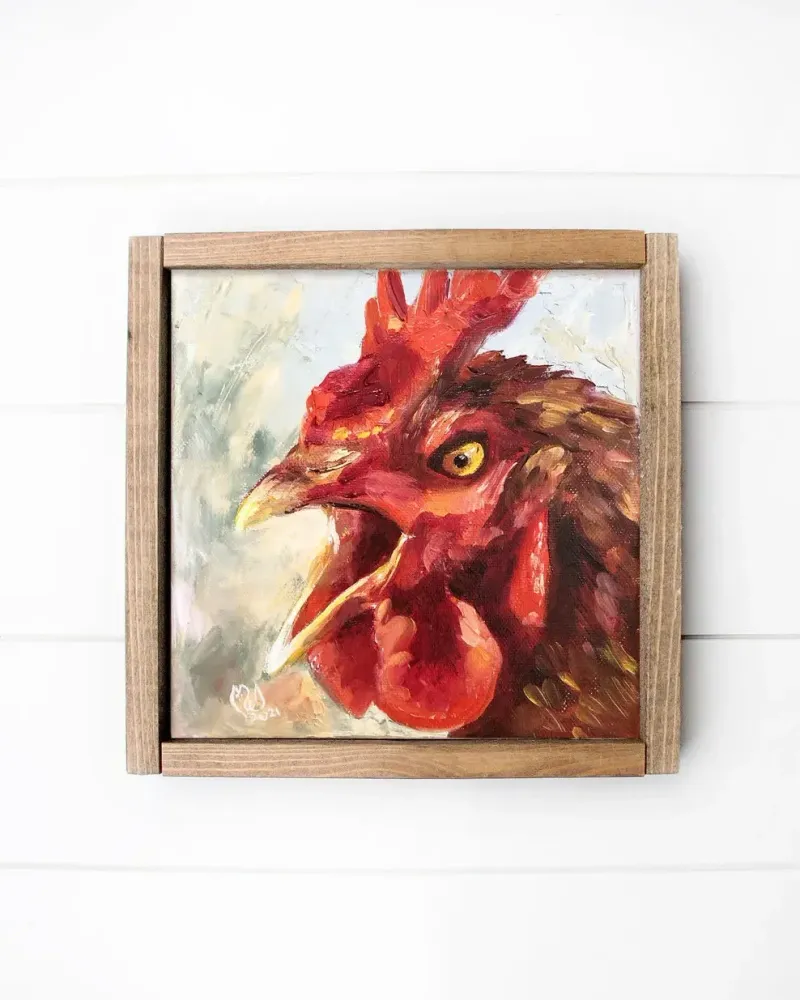 Петух. Картина маслом 20×20 см — 20×20 см