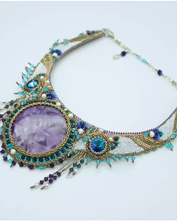 Колье с аметистом и Swarovski