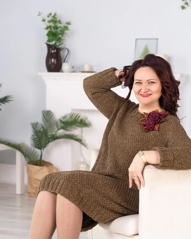 ХЕЛЬГА, платье оверсайз спицами,теплое