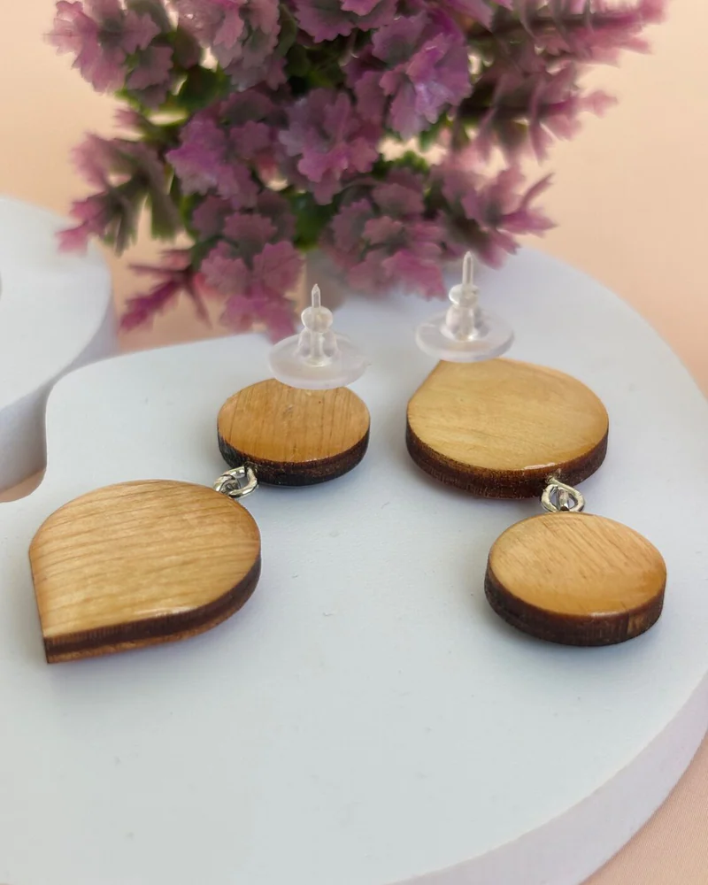 Серьги классические из дерева.Серьги базовые
