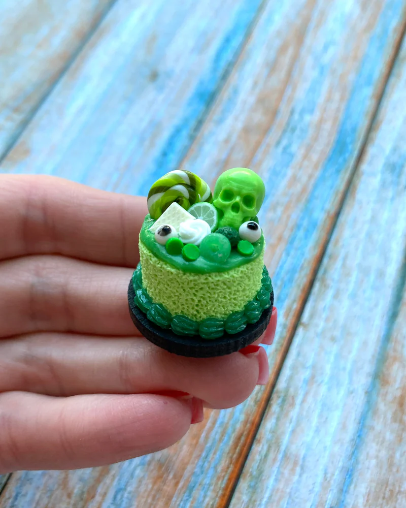 Кукольная Миниатюра «Торт на Хеллоуин 💚»