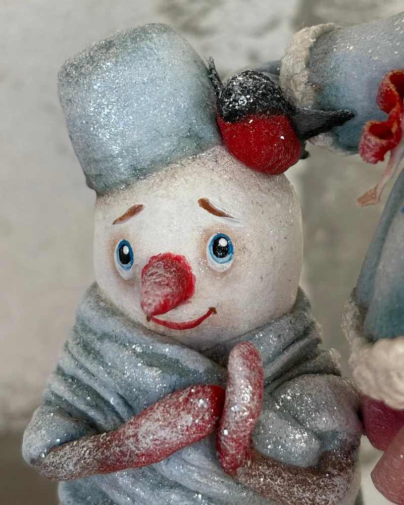 Снегурочка со снеговиком — ёлочная игрушка — Основной
