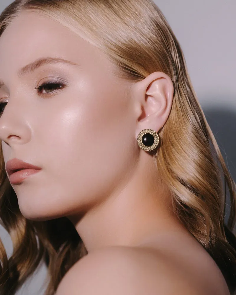 ECLAT LUNE NOIRE — серьги винтажные круглые — Золотой