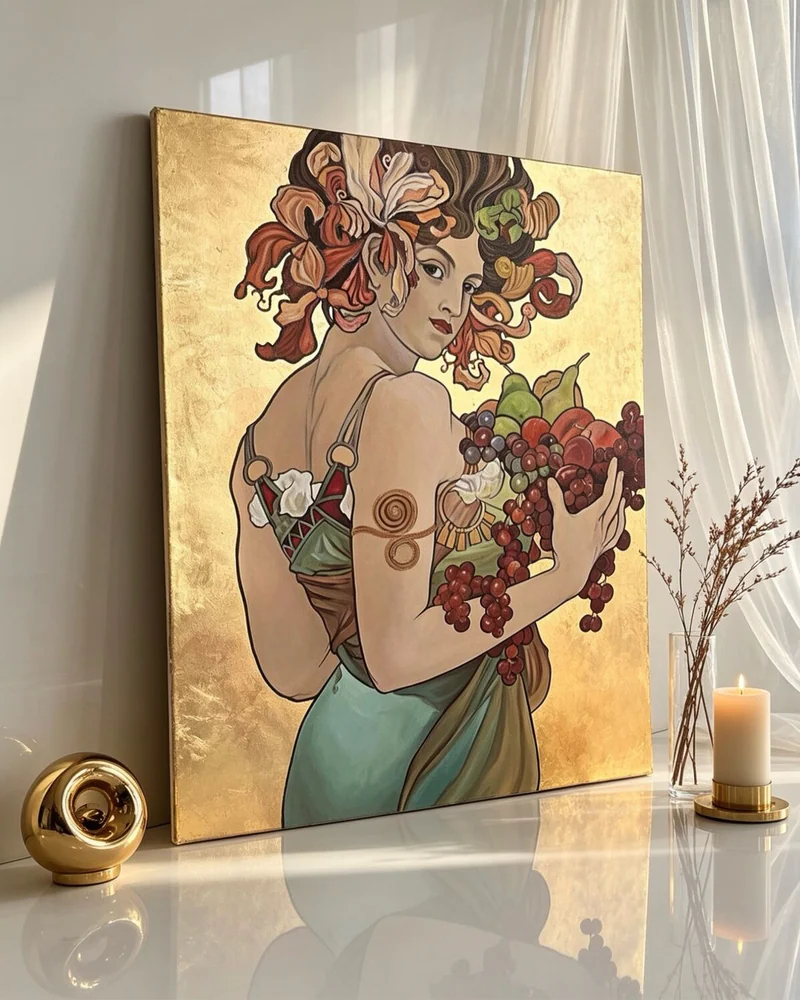 Картина по мотивам Альфонса Мухи, 60×80 см