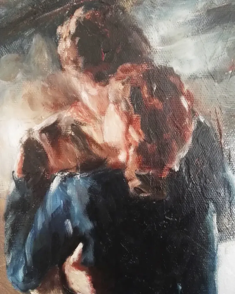 Двое у окна. Картина маслом 30×60 см — 30×60 см