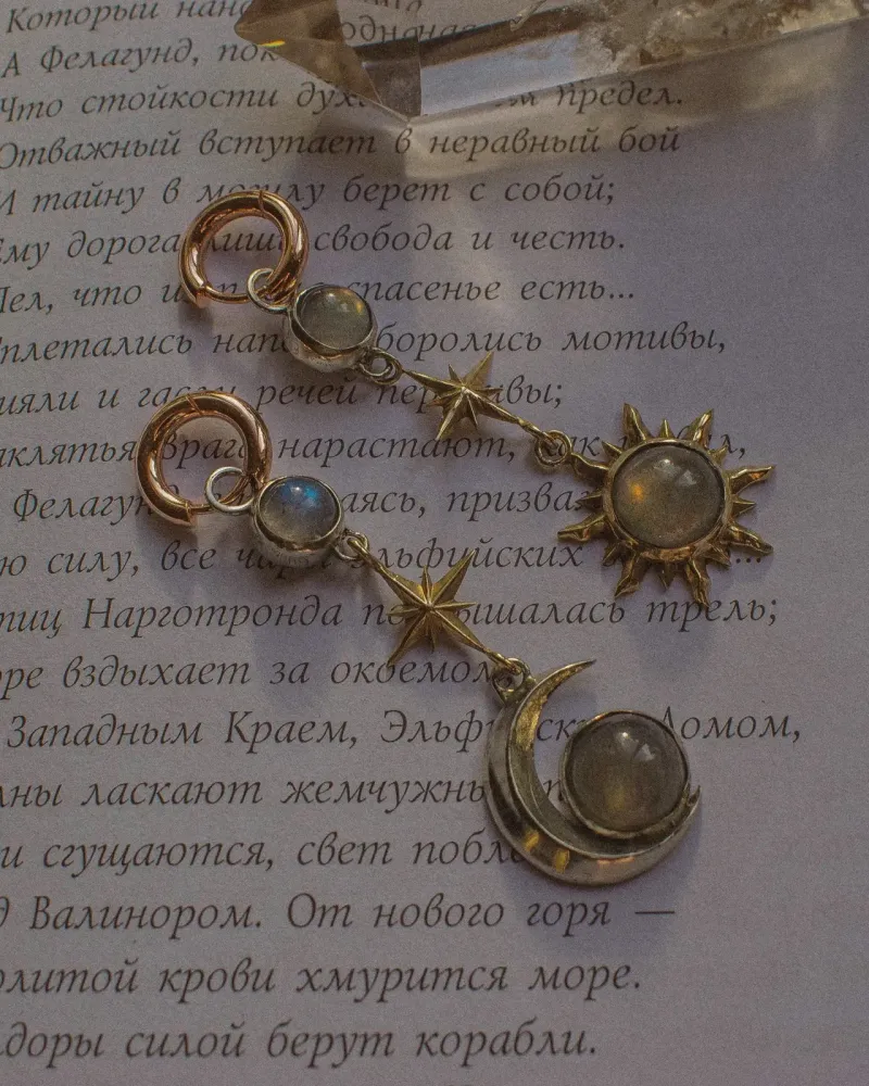 Серьги «Sun and moon» с лабрадорами