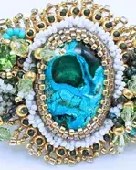 Заколка с хризоколлой и Swarovski ручной работы
