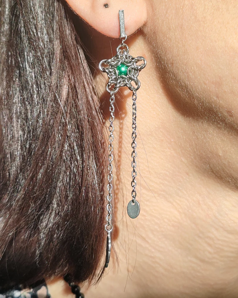 Серьги " Звезда" с жемчугом Swarovski