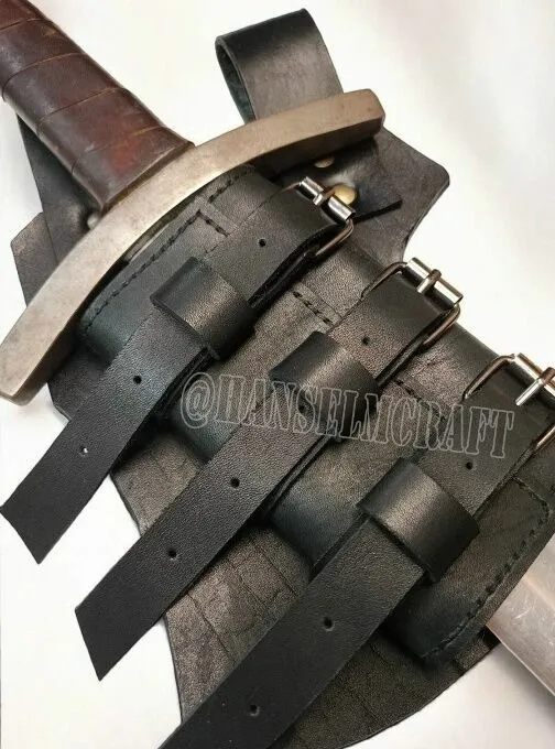 Перевязь для меча из натуральной кожи, чёрная