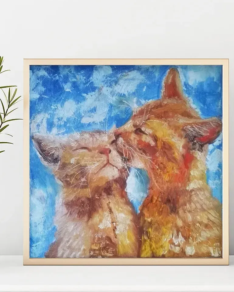 Поцелуй. Картина маслом 40×40 см — 40×40 см