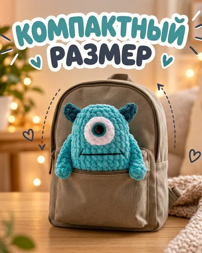 Плюшевый монстр — бирюзовый, 12 см