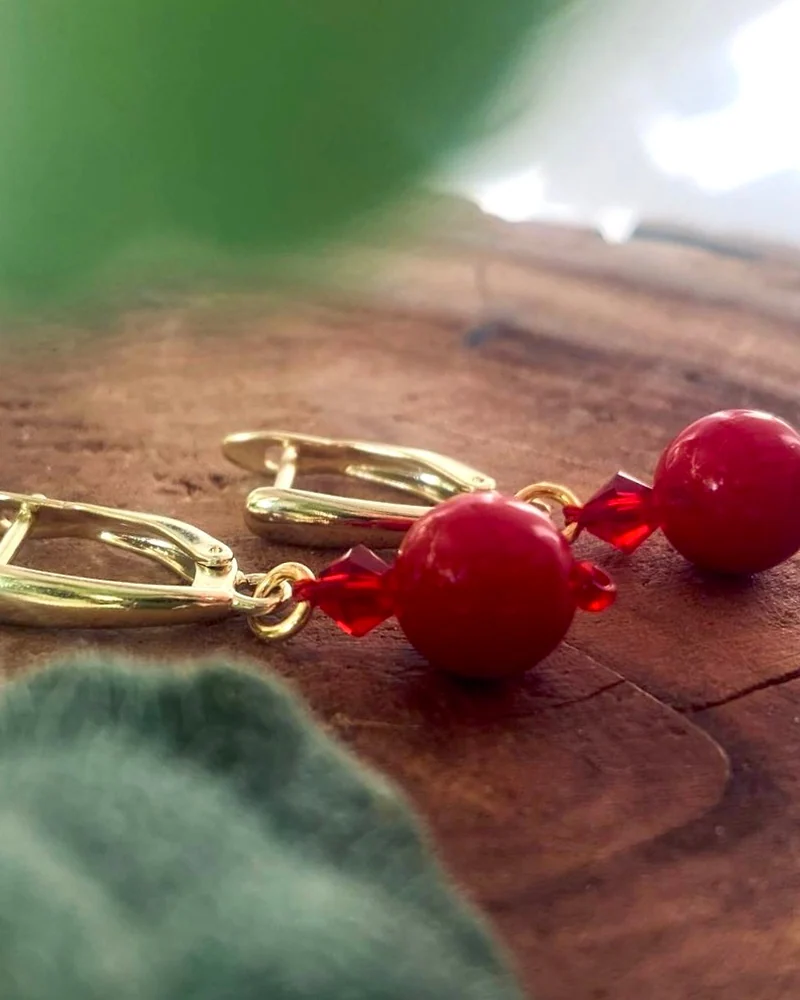 Серьги с красным кораллом — Серьги с красным кораллом