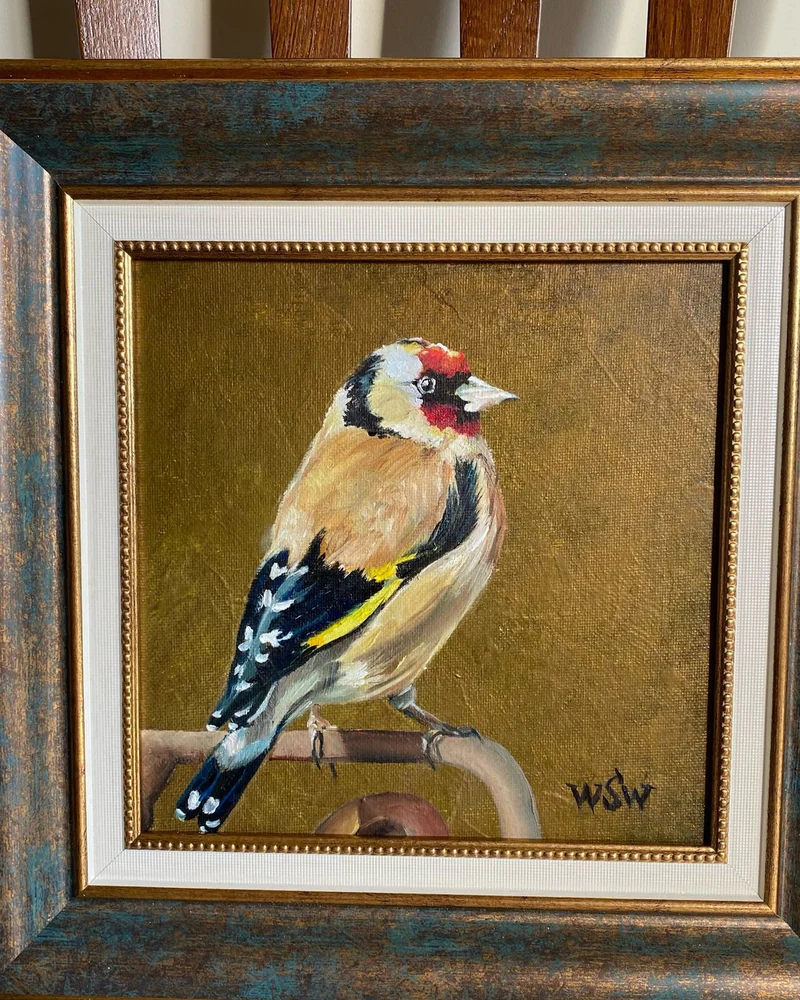Картина маслом «Щегол» 30×30 см — Оригинал