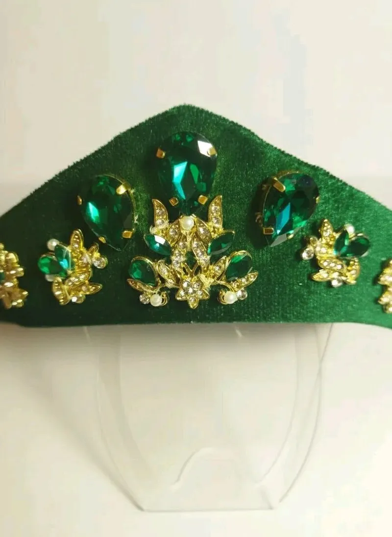 Кокошник для волос зелёный