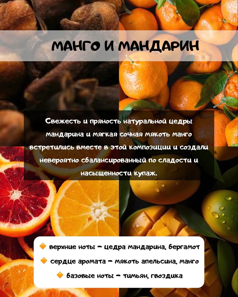 Ароматическая свеча «Манго и мандарин» в гипсовом стакане — Основной