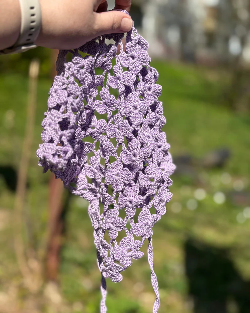 Лиловая Косынка ажурная