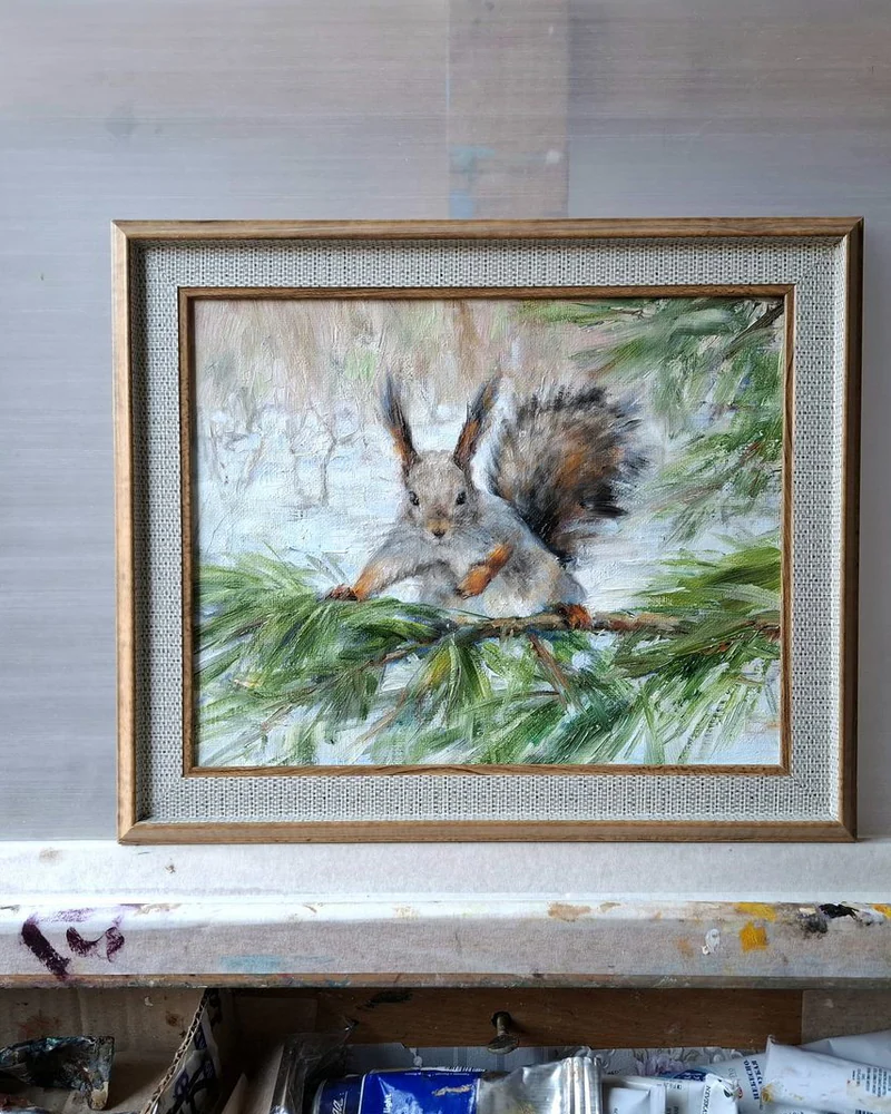 Белка. Картина маслом