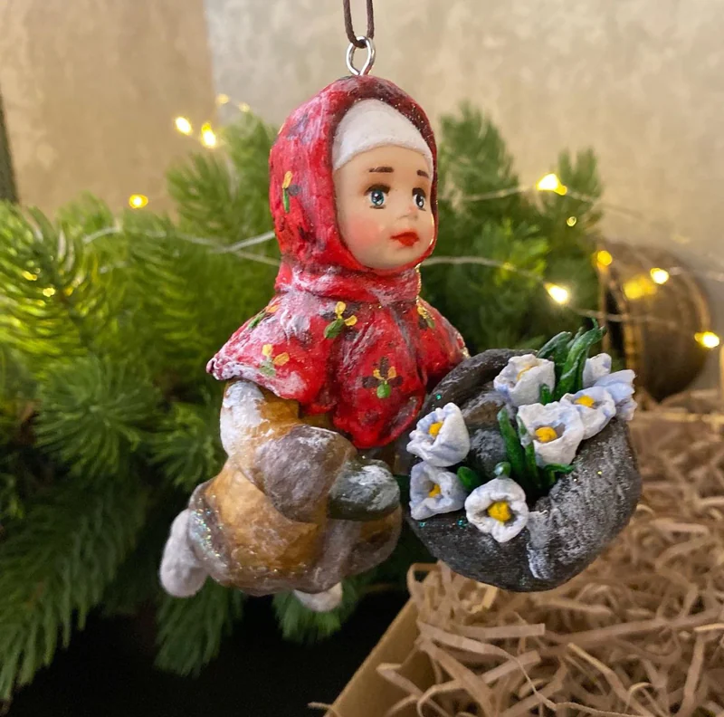 Елочная игрушка из ваты