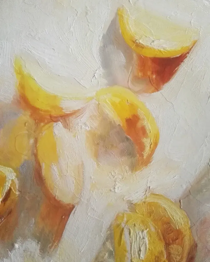 Лимонный натюрморт. Картина маслом 40×40 см — 40×40 см