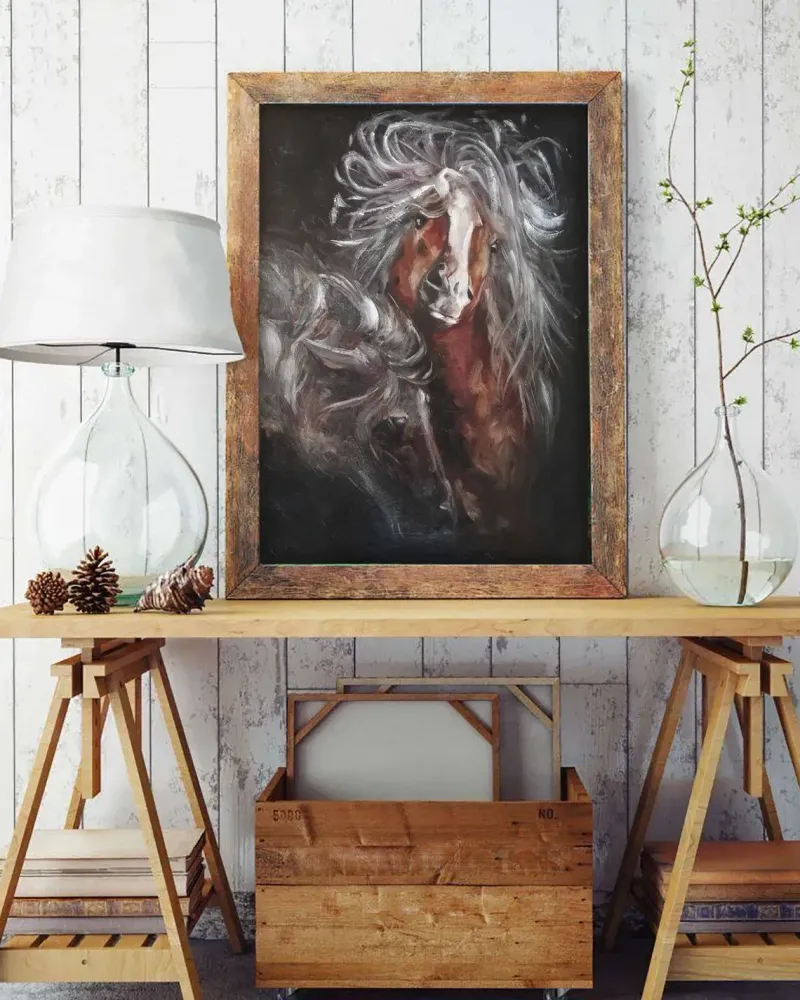Пара лошадей. Картина маслом 50×70 см — 50×70 см