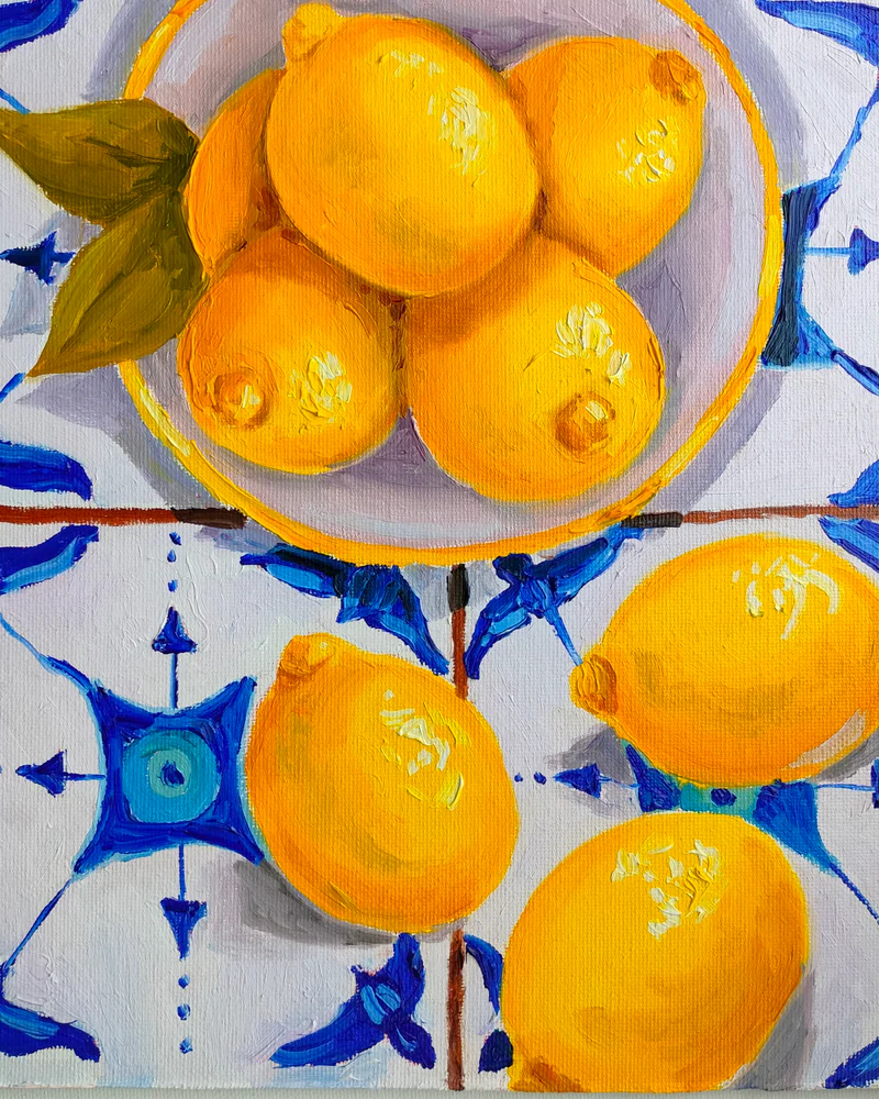 Картина маслом Лимоны — размер 25*25