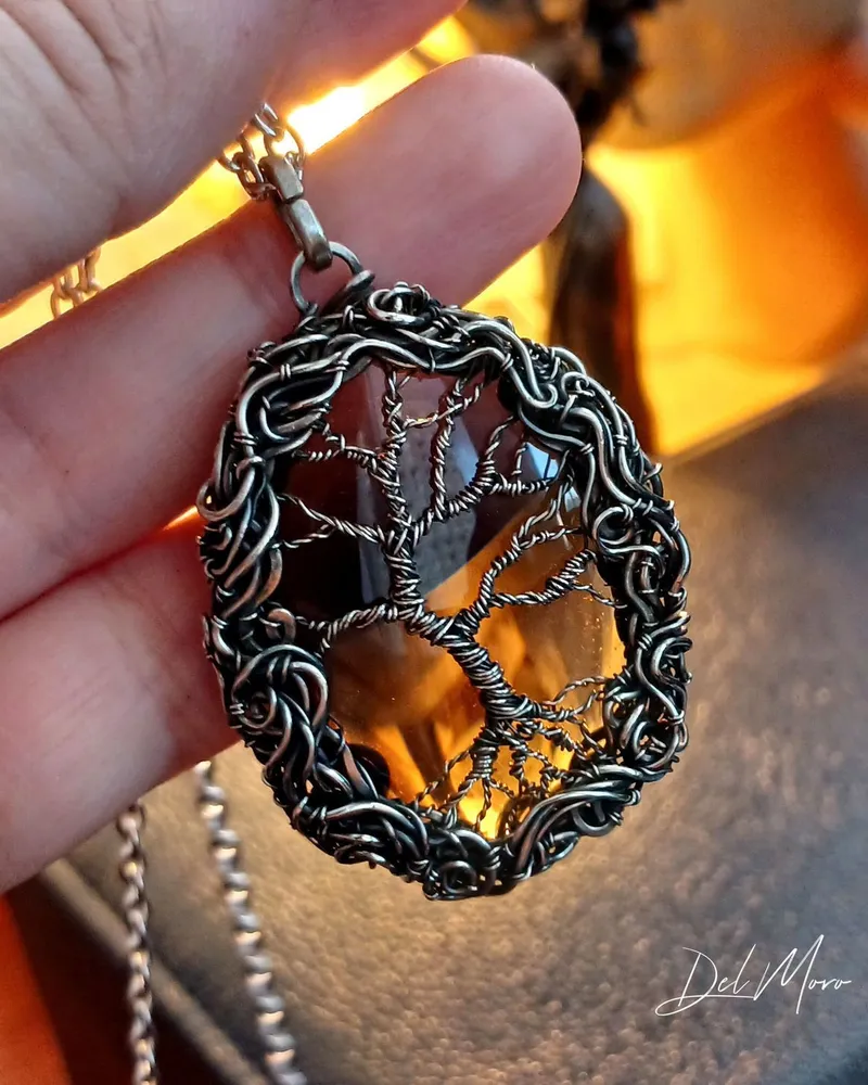 Двусторонний кулон «Tree of Life» — Коричневый, Обсидиан 1