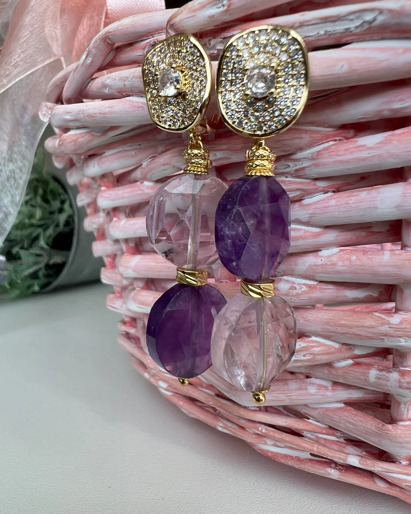 Серьги из аметиста двух оттенков